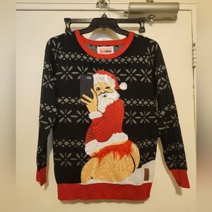 Tipsy Elves Black and Red Selfie Santa Sweater
